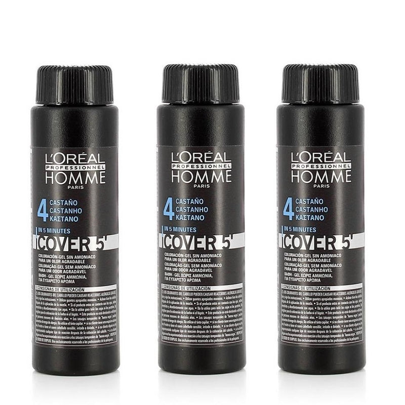 L'Oreal Professionnel Homme Cover 5' Νο4 Kαστανό 3x50ml - Romylos All About Hair