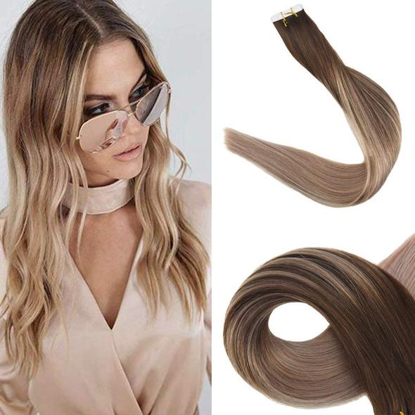 Tape Extension Φυσική Τρίχα Remy Balayage No 4/16 - Romylos All About Hair