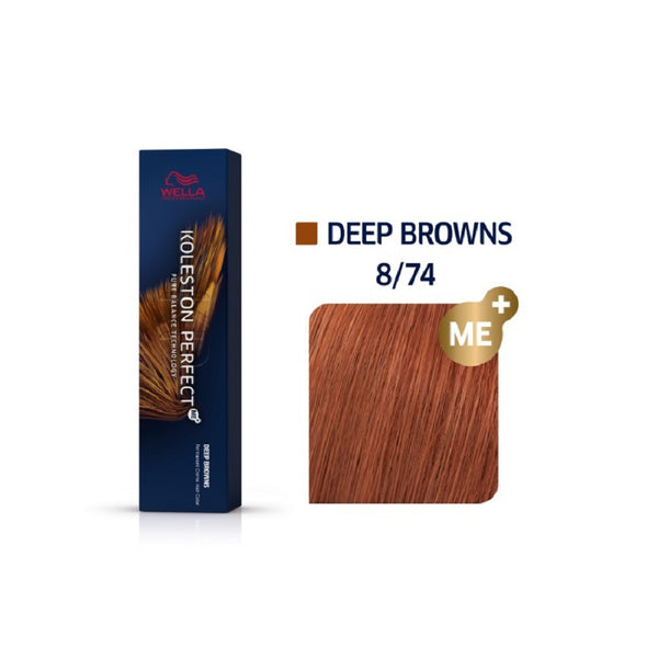 Wella Koleston Perfect ME+ Deep Browns 8/74 Ξανθό Ανοιχτό Καφέ Κόκκινο 60ml - Romylos All About Hair