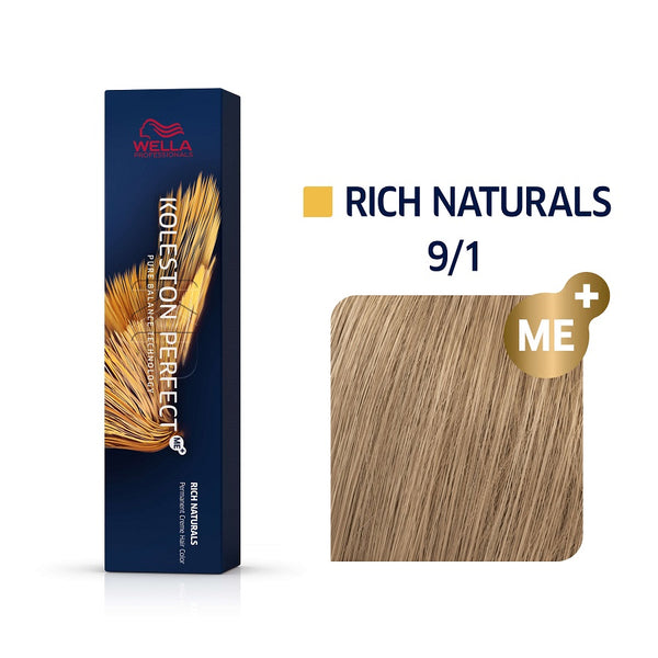 Wella Koleston Perfect ME+ Rich Naturals 9/1 Ξανθό Πολύ Ανοιχτό Σαντρέ 60ml - Romylos All About Hair