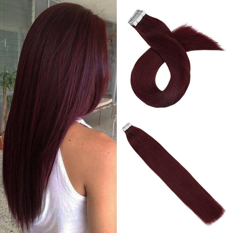 Tape Extension Φυσική Τρίχα Remy Κόκκινο Σκούρο No 33V - Romylos All About Hair