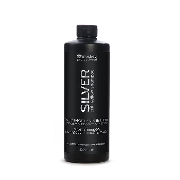 Bioshev Professional Shampoo Silver With Keratin-Silk & Aloe 500ml - Romylos All About Hair