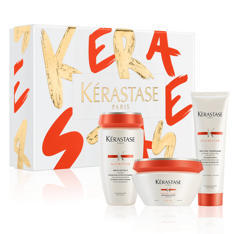 Kérastase Nutritive Mask Xmas Box 2021 (Bain Satin 2, Masquintense για χοντρά μαλλιά 200ml, Nectar Thermique 150ml) - Romylos All About Hair
