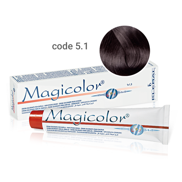 Kleral Magicolor Κρέμα Βαφής Μαλλιών 5.1 Καστανό Ανοικτό Σαντρέ 100ml - Romylos All About Hair