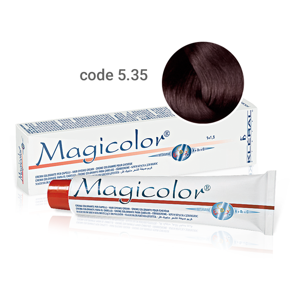 Kleral Magicolor Κρέμα Βαφής Μαλλιών 5.35 Καστανό Ανοικτό Ταμπά Ζεστό 100ml - Romylos All About Hair