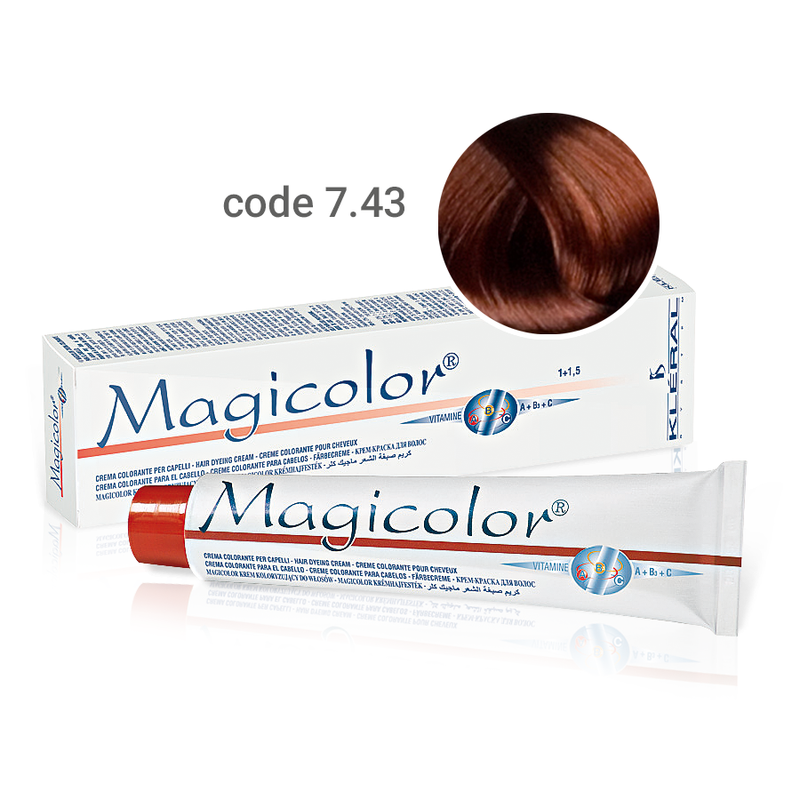 Kleral Magicolor Κρέμα Βαφής Μαλλιών 7.43 Ξανθό Χάλκινο 100ml - Romylos All About Hair