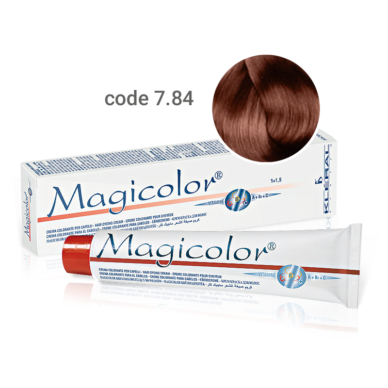 Kleral Magicolor Κρέμα Βαφής Μαλλιών 7.84 Ξανθό Καφέ Χάλκινο 100ml - Romylos All About Hair