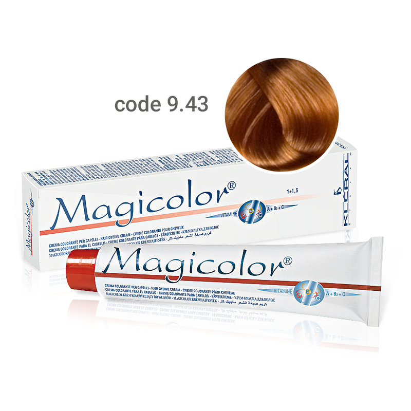 Kleral Magicolor Κρέμα Βαφής Μαλλιών 9.43 Ξανθό Πολύ Ανοικτό Χάλκινο 100ml - Romylos All About Hair