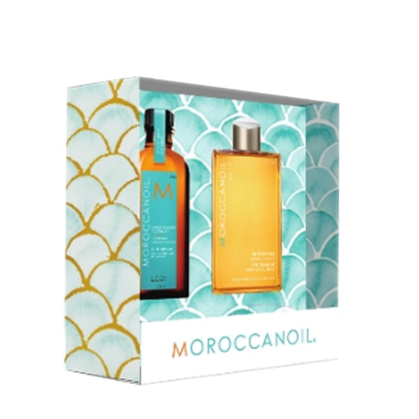Moroccanoil Everyday Escape Set (Oil Treatment Light 100ml, Shower Gel 250ml) - Romylos All About Hair