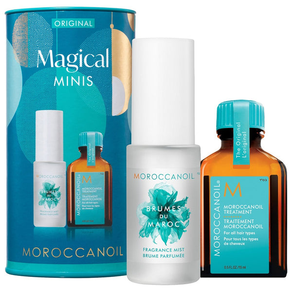 Moroccanoil Magical Minis Original Set ( Brumes Du Maroc Fragrance Mist For Hair & Body 30ml & Oil Treatment 15ml ) - Romylos All About Hair