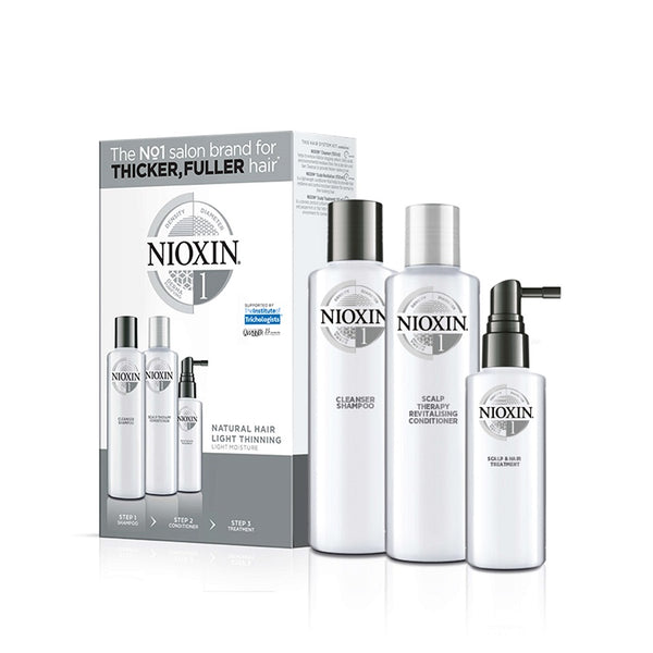 Nioxin Σύστημα 1 Loyalty Kit (Σαμπουάν 300ml, Conditioner 300ml, Θεραπεία 100ml) - Romylos All About Hair