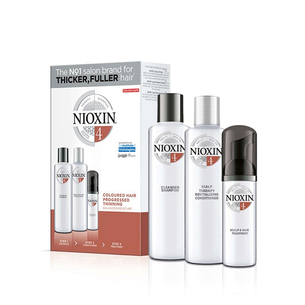 Nioxin Σύστημα 4 Loyalty Kit (Σαμπουάν 300ml, Conditioner 300ml, Θεραπεία 100ml) - Romylos All About Hair