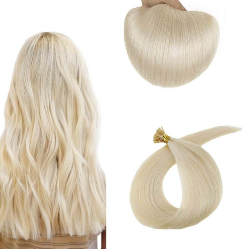 Micro Ring (i-tip) Hair Extensions Φυσική Τρίχα Remy Πλατινέ No 60 - Romylos All About Hair