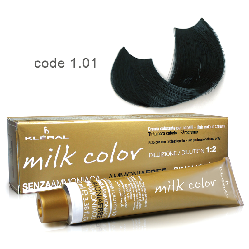 Kleral Milk Color Κρέμα Βαφής Μαλλιών Χωρίς Αμμωνία 1.01 Μαύρο-Μπλε 100ml - Romylos All About Hair