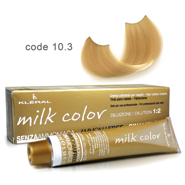 Kleral Milk Color Κρέμα Βαφής Μαλλιών Χωρίς Αμμωνία 10.3 Ξανθό Πολύ Ανοικτό Έξτρα Ντορέ 100ml - Romylos All About Hair