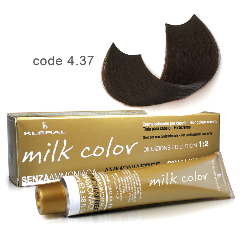 Kleral Milk Color Κρέμα Βαφής Μαλλιών Χωρίς Αμμωνία 4.37 Καστανό Toffee 100ml - Romylos All About Hair