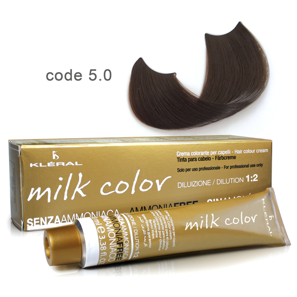 Kleral Milk Color Κρέμα Βαφής Μαλλιών Χωρίς Αμμωνία 5.0 Καστανό Ανοικτό 100ml - Romylos All About Hair