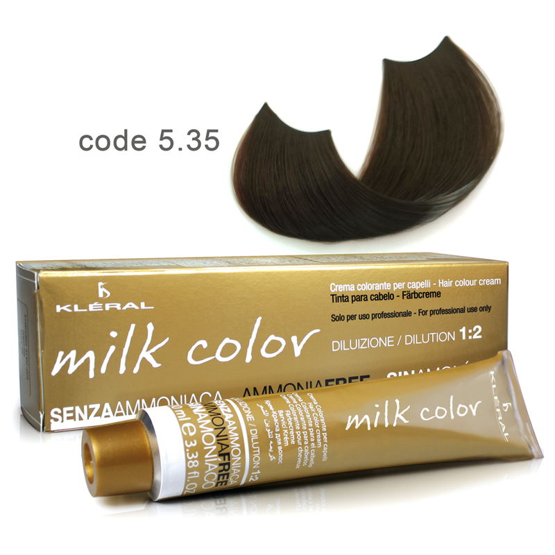 Kleral Milk Color Κρέμα Βαφής Μαλλιών Χωρίς Αμμωνία 5.35 Καστανό Ανοικτό Μόκα 100ml - Romylos All About Hair