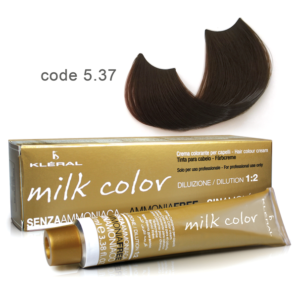 Kleral Milk Color Κρέμα Βαφής Μαλλιών Χωρίς Αμμωνία 5.37 Καστανό Ανοικτό Toffee 100ml - Romylos All About Hair