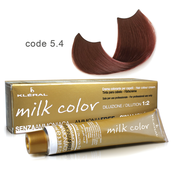 Kleral Milk Color Κρέμα Βαφής Μαλλιών Χωρίς Αμμωνία 5.4 Καστανό Ανοικτό Χάλκινο 100ml - Romylos All About Hair