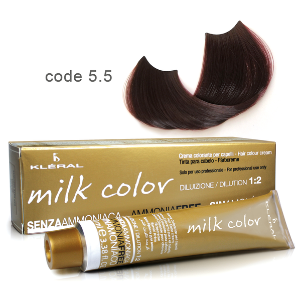 Kleral Milk Color Κρέμα Βαφής Μαλλιών Χωρίς Αμμωνία 5.5 Καστανό Ανοικτό Μαονί 100ml - Romylos All About Hair