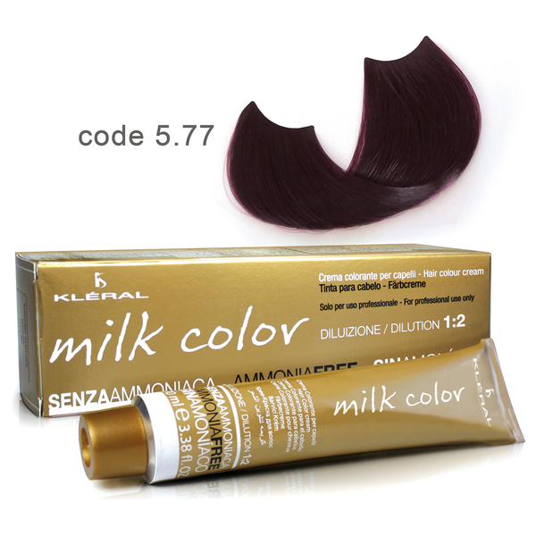 Kleral Milk Color Κρέμα Βαφής Μαλλιών Χωρίς Αμμωνία 5.77 Καστανό Ανοικτό Δαμασκηνί 100ml - Romylos All About Hair