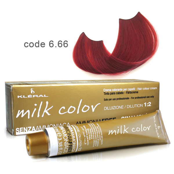 Kleral Milk Color Κρέμα Βαφής Μαλλιών Χωρίς Αμμωνία 6.66 Ξανθό Σκούρο Κόκκινο Βαθύ 100ml - Romylos All About Hair