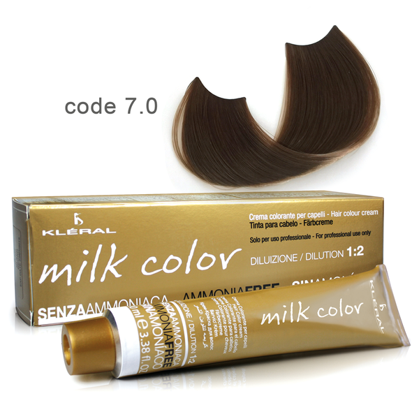 Kleral Milk Color Κρέμα Βαφής Μαλλιών Χωρίς Αμμωνία 7.0 Ξανθό 100ml - Romylos All About Hair