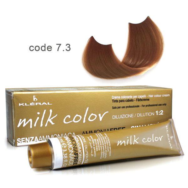 Kleral Milk Color Κρέμα Βαφής Μαλλιών Χωρίς Αμμωνία 7.3 Ξανθό Ντορέ 100ml - Romylos All About Hair