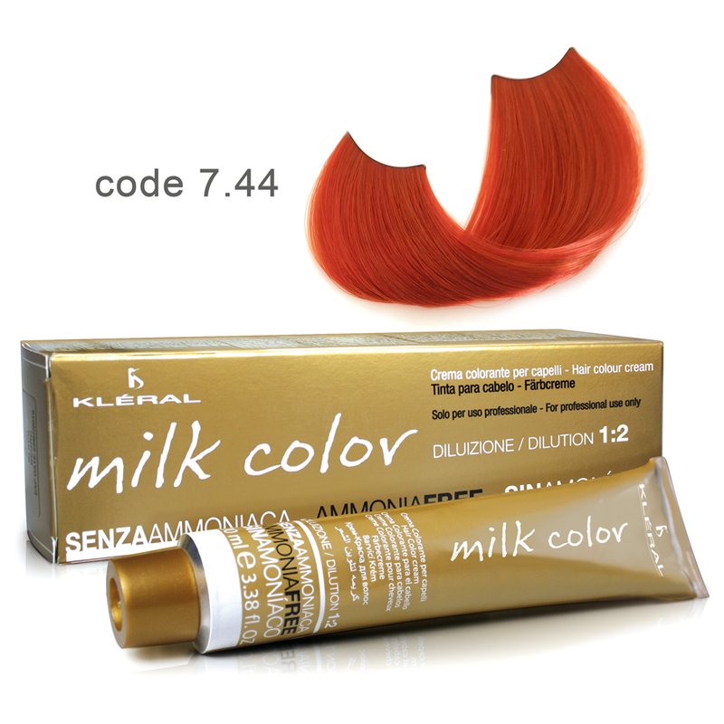 Kleral Milk Color Κρέμα Βαφής Μαλλιών Χωρίς Αμμωνία 7.44 Ξανθό Χάλκινο Βαθύ 100ml - Romylos All About Hair