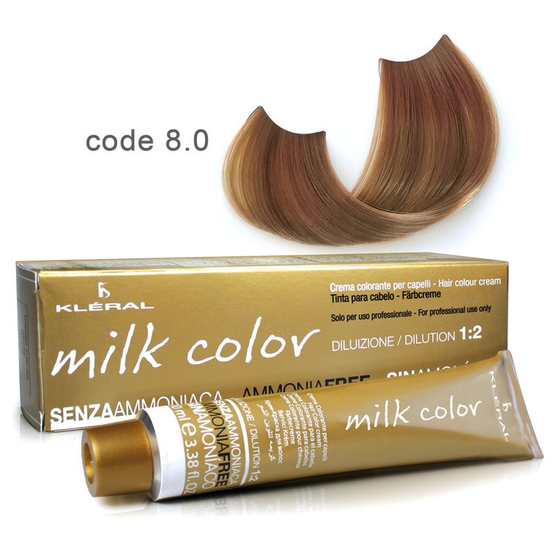 Kleral Milk Color Κρέμα Βαφής Μαλλιών Χωρίς Αμμωνία 8.0 Ξανθό Ανοικτό 100ml - Romylos All About Hair
