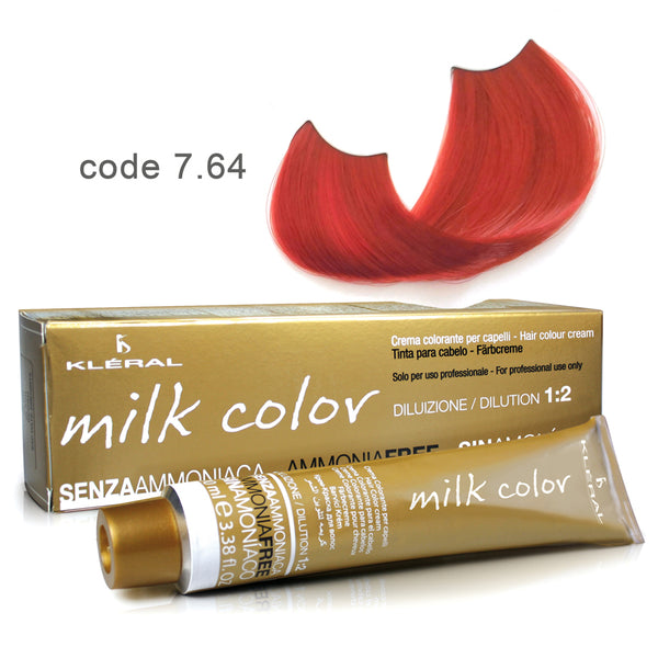 Kleral Milk Color Κρέμα Βαφής Μαλλιών Χωρίς Αμμωνία 7.64 Ξανθό Κόκκινο Χάλκινο 100ml - Romylos All About Hair