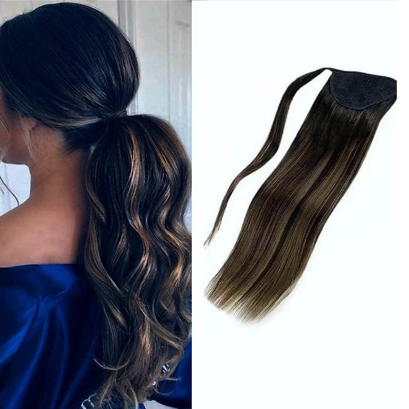 Ponytail Extensions Φυσική Τρίχα Wrap Around With Clips Balayage No 2/8 - Romylos All About Hair