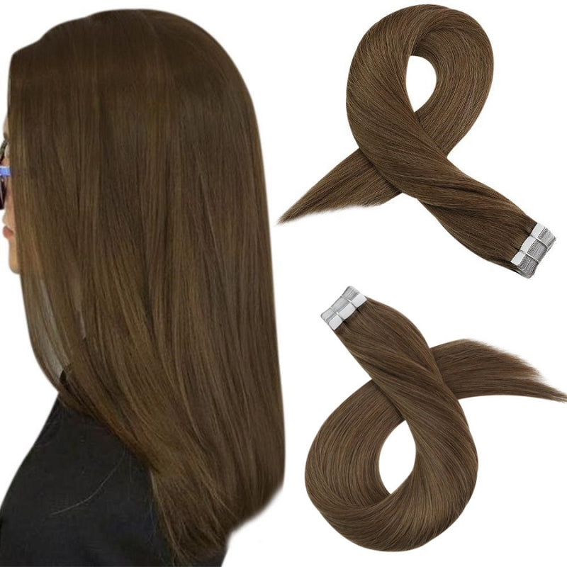 Tape Extension Φυσική Τρίχα Remy Χρυσό Καφέ No 8 - Romylos All About Hair