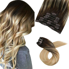 Τρέσα Με Κλιπ Φυσική Τρίχα Balayage No 2/27/613 - Romylos All About Hair