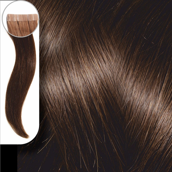 Yanni Extensions Τρέσα Φυσική Τρίχα Αυτοκόλλητη Σετ 8 Τεμαχίων Gold Series No 3.0 Καστανό Σκούρο 50cm - Romylos All About Hair